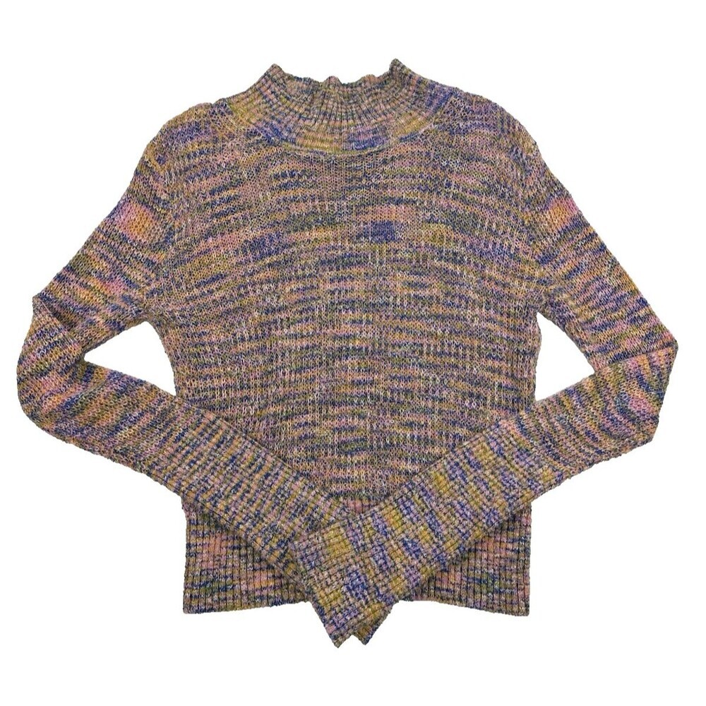 Free People Blair Space Dye Sweater Mock Neck Pink Purple OB151530 Women Medium‎